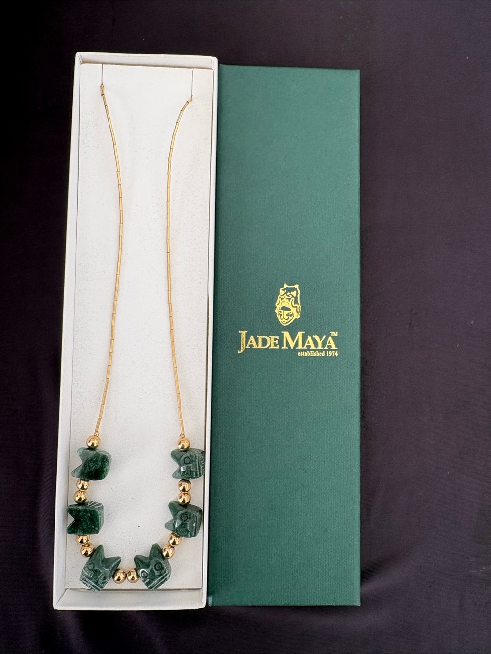 Jade Maya Jewelry Green Jade and Gold Bead Necklace